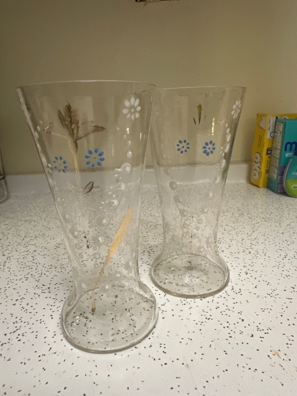 Vintage clear glass bud vases or trumpet-shaped glass